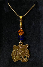 Load image into Gallery viewer, Auburn Tigers pendant necklace in silver or gold with optional crystal beads: LSU Auburn Clemson sports fan