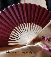 Load image into Gallery viewer, Hand Fan, silk & bamboo (folding), solid color