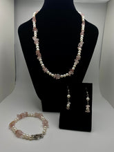 Load image into Gallery viewer, Pretty in Pink freshwater pearl and rose quartz necklace set