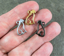 Load image into Gallery viewer, Cat Silhouette: silvertone, goldtone , or black cat earrings - cat mom cat lover gift