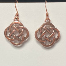 Load image into Gallery viewer, Copper plated round open Celtic knot earrings