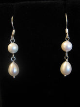 Load image into Gallery viewer, Freshwater pearl teardrop earrings in sterling silver or 14k gold-filled