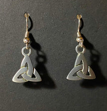 Load image into Gallery viewer, Celtic Triquetra or Trinity Knot small pewter earrings