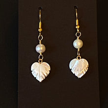 Load image into Gallery viewer, Caribbean Breezes: Natural carved shell or shell and freshwater pearl leaf earrings