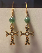 Load image into Gallery viewer, Goldtone Celtic woven cross earrings