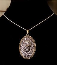 Load image into Gallery viewer, Leo, Lion of Judah, Aslan Chronicles of Narnia, King of the Jungle, Lion mascot, antique silvertone lion head pendant