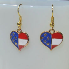Load image into Gallery viewer, Americana patriotic enamel stars and stripes heart, star, or flag earrings 4th of July holiday jewelry