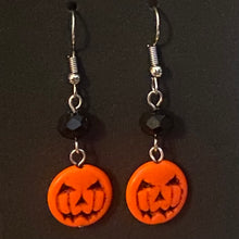 Load image into Gallery viewer, Halloween charm earrings in a variety of styles:  Ghosts, haunted houses, jack-o’-lanterns, bats, witch hats, black cats, Halloween candy, spiders, and more
