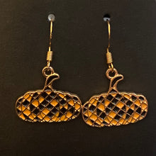 Load image into Gallery viewer, Pumpkin Patch fall-themed goldtone and enamel pumpkin earrings in a variety of styles
