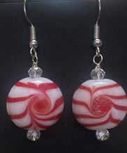 Load image into Gallery viewer, Peppermint Candy glass bead holiday earrings
