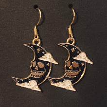 Load image into Gallery viewer, Holiday Nightmare Halloween &amp; Christmas Jack Skellington Pumpkin King and Sally goldtone or black enamel earrings in a variety of styles
