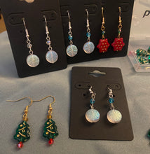 Load image into Gallery viewer, First Winter’s Snow: iridescent AB Czech glass snowflake earrings
