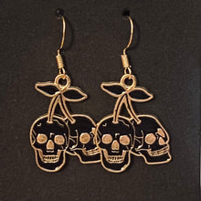Load image into Gallery viewer, Holiday Nightmare Halloween &amp; Christmas Jack Skellington Pumpkin King and Sally goldtone or black enamel earrings in a variety of styles
