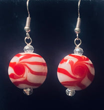 Load image into Gallery viewer, Peppermint Candy glass bead holiday earrings
