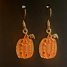 Load image into Gallery viewer, Pumpkin Patch fall-themed goldtone and enamel pumpkin earrings in a variety of styles
