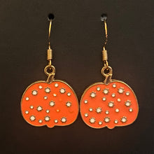 Load image into Gallery viewer, Pumpkin Patch fall-themed goldtone and enamel pumpkin earrings in a variety of styles
