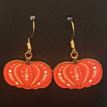 Load image into Gallery viewer, Pumpkin Patch fall-themed goldtone and enamel pumpkin earrings in a variety of styles
