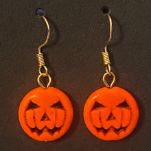 Load image into Gallery viewer, Halloween charm earrings in a variety of styles:  Ghosts, haunted houses, jack-o’-lanterns, bats, witch hats, black cats, Halloween candy, spiders, and more
