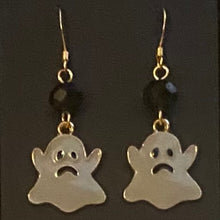 Load image into Gallery viewer, Halloween charm earrings in a variety of styles:  Ghosts, haunted houses, jack-o’-lanterns, bats, witch hats, black cats, Halloween candy, spiders, and more
