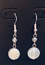 Load image into Gallery viewer, First Winter’s Snow: iridescent AB Czech glass snowflake earrings
