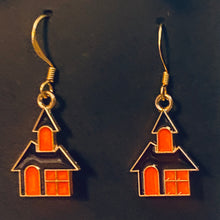 Load image into Gallery viewer, Halloween charm earrings in a variety of styles:  Ghosts, haunted houses, jack-o’-lanterns, bats, witch hats, black cats, Halloween candy, spiders, and more
