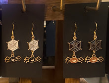 Load image into Gallery viewer, Halloween charm earrings in a variety of styles:  Ghosts, haunted houses, jack-o’-lanterns, bats, witch hats, black cats, Halloween candy, spiders, and more
