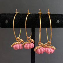 Load image into Gallery viewer, Autumn Pumpkin hoop earrings in a variety of colors
