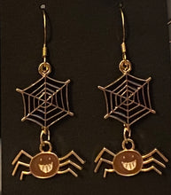Load image into Gallery viewer, Halloween charm earrings in a variety of styles:  Ghosts, haunted houses, jack-o’-lanterns, bats, witch hats, black cats, Halloween candy, spiders, and more
