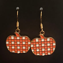 Load image into Gallery viewer, Pumpkin Patch fall-themed goldtone and enamel pumpkin earrings in a variety of styles
