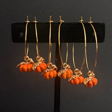 Load image into Gallery viewer, Autumn Pumpkin hoop earrings in a variety of colors
