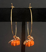 Load image into Gallery viewer, Autumn Pumpkin hoop earrings in a variety of colors
