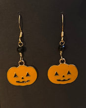 Load image into Gallery viewer, Halloween charm earrings in a variety of styles:  Ghosts, haunted houses, jack-o’-lanterns, bats, witch hats, black cats, Halloween candy, spiders, and more
