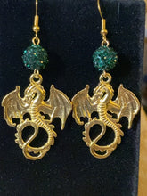 Load and play video in Gallery viewer, Flying dragon earrings in gold, bronze, or silver: UAB Blazers, Game of Thrones fantasy creatures, sports fan jewelry
