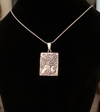 Load image into Gallery viewer, Tree of Life, Family Tree, Celtic Tree, World Tree / Yggdrasil antique silvertone rectangular tree pendant
