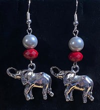 Load image into Gallery viewer, Alabama Crimson Tide sports fan elephant charm earrings
