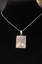 Load image into Gallery viewer, Tree of Life, Family Tree, Celtic Tree, World Tree / Yggdrasil antique silvertone rectangular tree pendant
