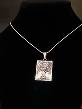 Load image into Gallery viewer, Tree of Life, Family Tree, Celtic Tree, World Tree / Yggdrasil antique silvertone rectangular tree pendant

