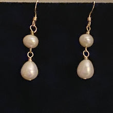 Load image into Gallery viewer, Freshwater pearl teardrop earrings in sterling silver or 14k gold-filled

