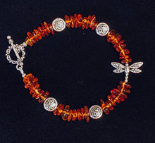 Load image into Gallery viewer, Dragonfly In Amber genuine Baltic Amber bracelet with dragonflies Outlander fan gift jewelry
