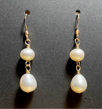 Load image into Gallery viewer, Freshwater pearl drop earrings in sterling silver or 14k gold-filled
