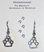Load image into Gallery viewer, Helena Huskies paw print sports fan earrings withchoice of crystal or pearl bead in team colors
