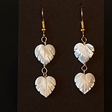 Load image into Gallery viewer, Caribbean Breezes: Natural carved shell or shell and freshwater pearl leaf earrings

