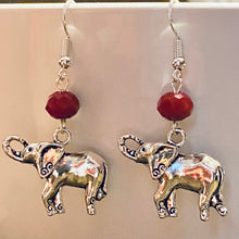 Load image into Gallery viewer, Alabama Crimson Tide sports fan elephant charm earrings
