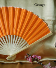 Load image into Gallery viewer, Hand Fan, silk &amp; bamboo (folding), solid color
