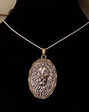 Load image into Gallery viewer, Leo, Lion of Judah, Aslan Chronicles of Narnia, King of the Jungle, Lion mascot, antique silvertone lion head pendant
