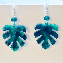 Load image into Gallery viewer, Monstera Leaf large acrylic leaf earrings boho tropical style
