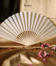 Load image into Gallery viewer, Hand Fan, silk &amp; bamboo (folding), solid color
