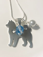 Load image into Gallery viewer, Helena Huskies school spirit dog lover pendant necklace in silvertone with choice of beads and smaller charms
