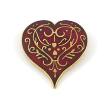 Load image into Gallery viewer, MMA Met Museum Renaissance reproduction niello enamel heart brooch / pendant

