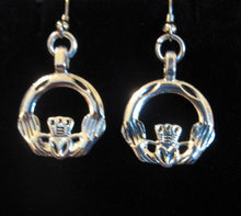 Load image into Gallery viewer, Irish claddagh earrings (shiny silver plated)
